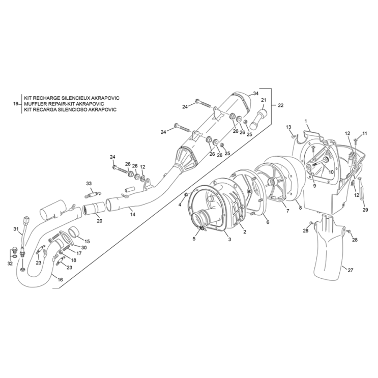 Boite à air, échappement SHERCO 250 SEF FACTORY 2023