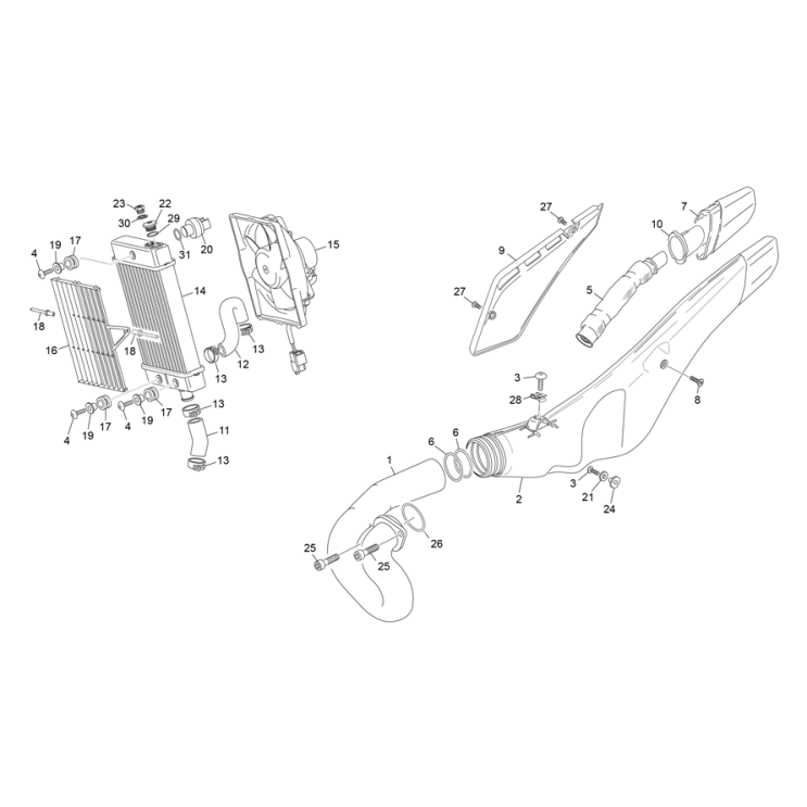 RADIATEUR - ÉCHAPPEMENT SHERCO ST 125 2017