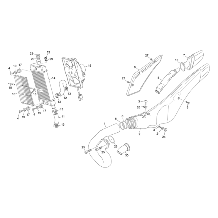RADIATEUR - ÉCHAPPEMENT SHERCO ST 125 2019
