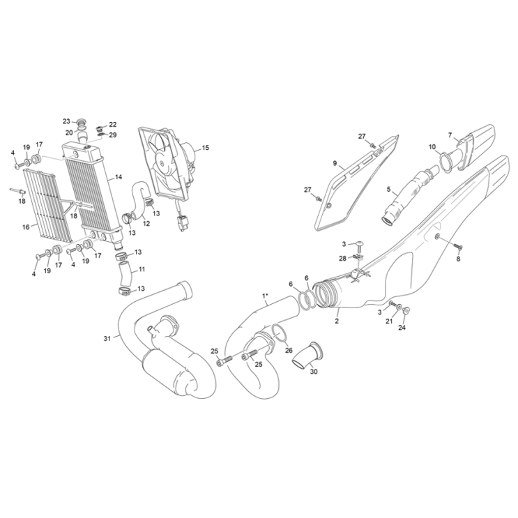 RADIATEUR - ÉCHAPPEMENT SHERCO ST 125 2021