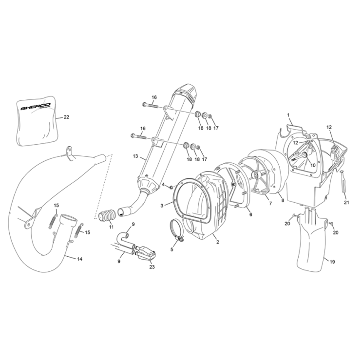 Boite à air, échappement SHERCO 125 SE Factory 2023
