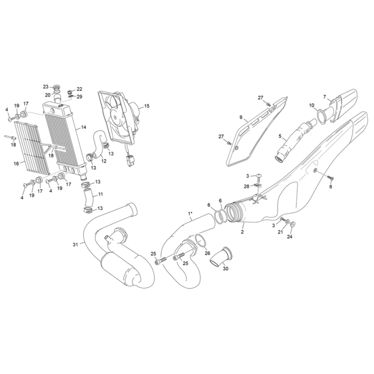 RADIATEUR - ÉCHAPPEMENT SHERCO 1.25 FACTORY 2021