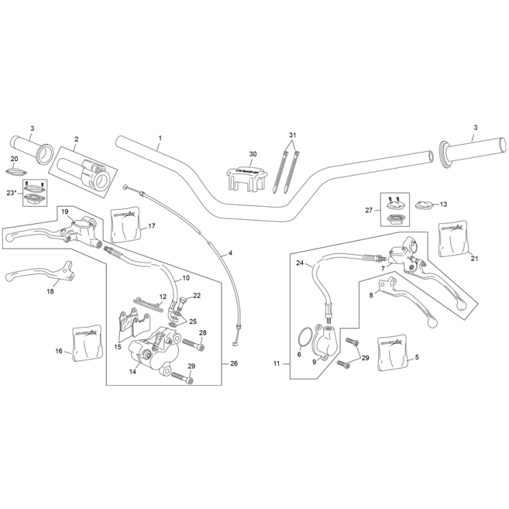 GUIDON AVEC SYSTÈME BRAKTEC SHERCO 1.25 FACTORY 2021