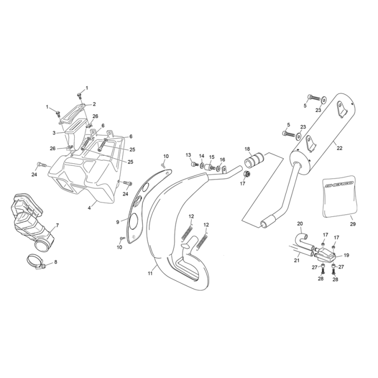 BOITE À AIR - ECHAPPEMENT SHERCO 50 SE FACTORY RS 2023