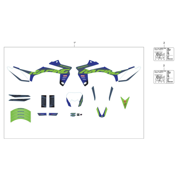 Kit Carrosserie Plastique SHERCO 50 SM 2017-2023 | 7 Pièces De Coque, Neuf En Boîte | Quad/moto Cross