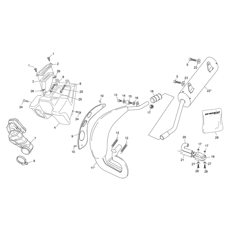 BOITE À AIR - ECHAPPEMENT SHERCO 50 SM RED ONE R 2022