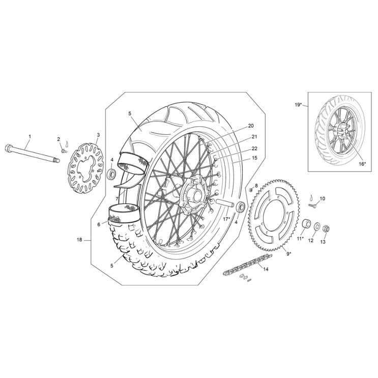 ROUE ARRIÈRE SHERCO 50 SM RED ONE R 2022