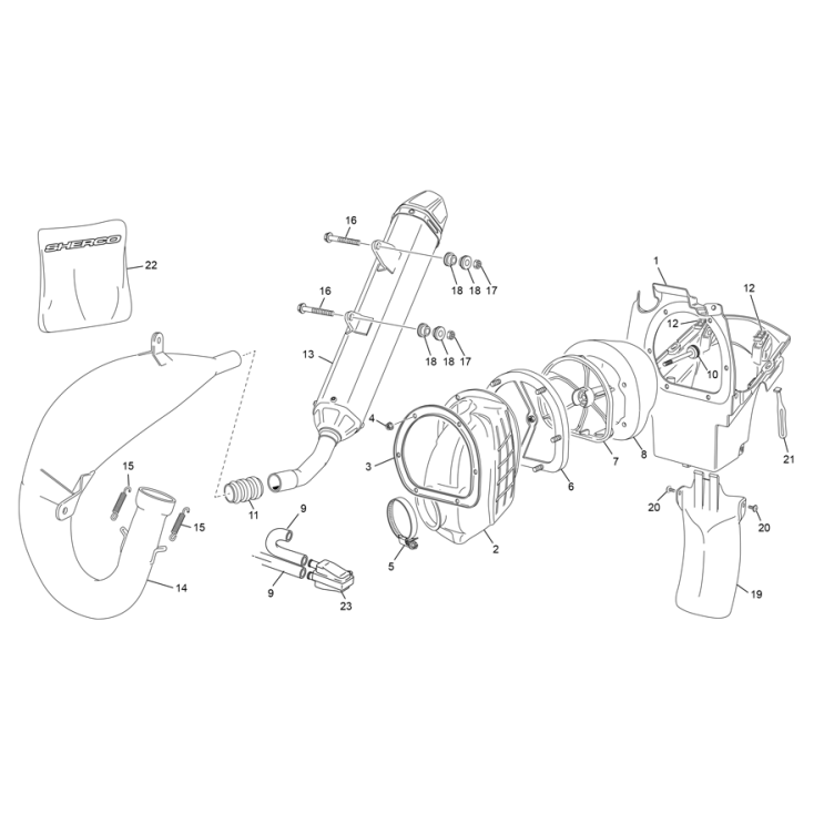 BOITE À AIR ET ECHAPPEMENT SHERCO 125 SE FACTORY 2024