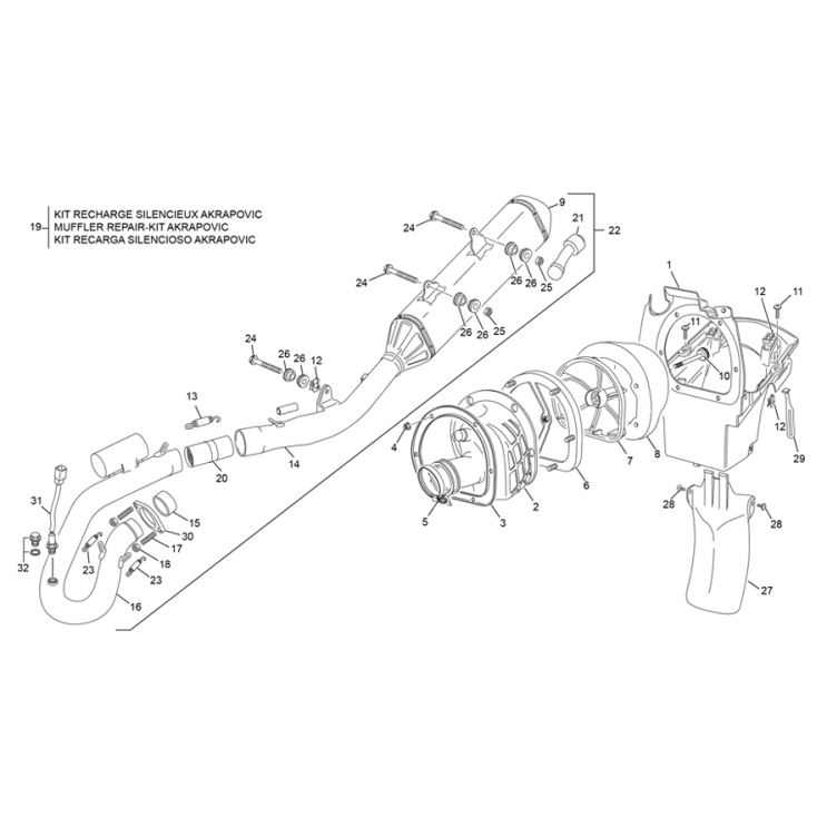 BOITE À AIR ET ECHAPPEMENT  SHERCO 250 SE-F FACTORY 2024