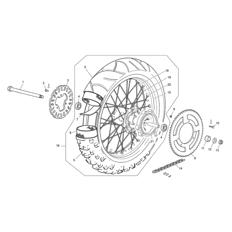ROUE ARRIÈRE 125 SM BLACKMOON 2024