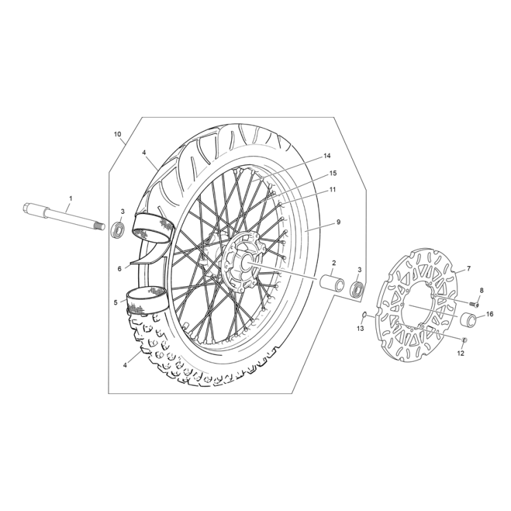 VUE ECLATEE ROUE AVANT SHERCO 50 SM RS 2024