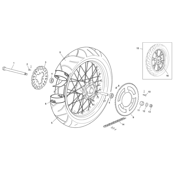 VUE ECLATEE ROUE ARRIÈRE SHERCO 50 SM PINK R 2024