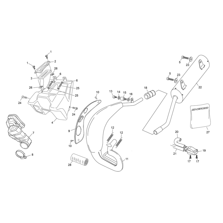 VUE ECLATEE BOITE À AIR - ECHAPPEMENT SHERCO 50 SM PINK RS 2024
