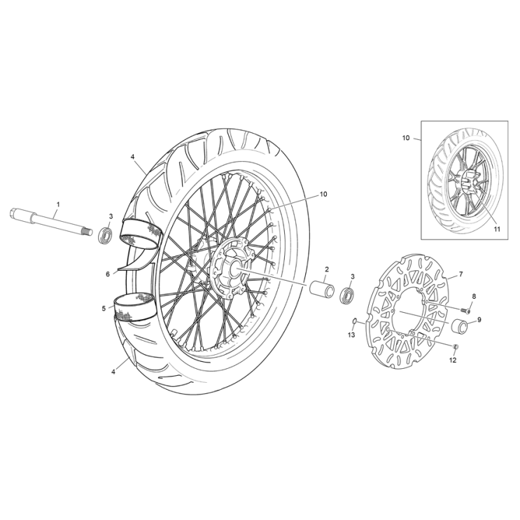 VUE ECLATEE ROUE AVANT SHERCO 50 SM SILVER R 2024