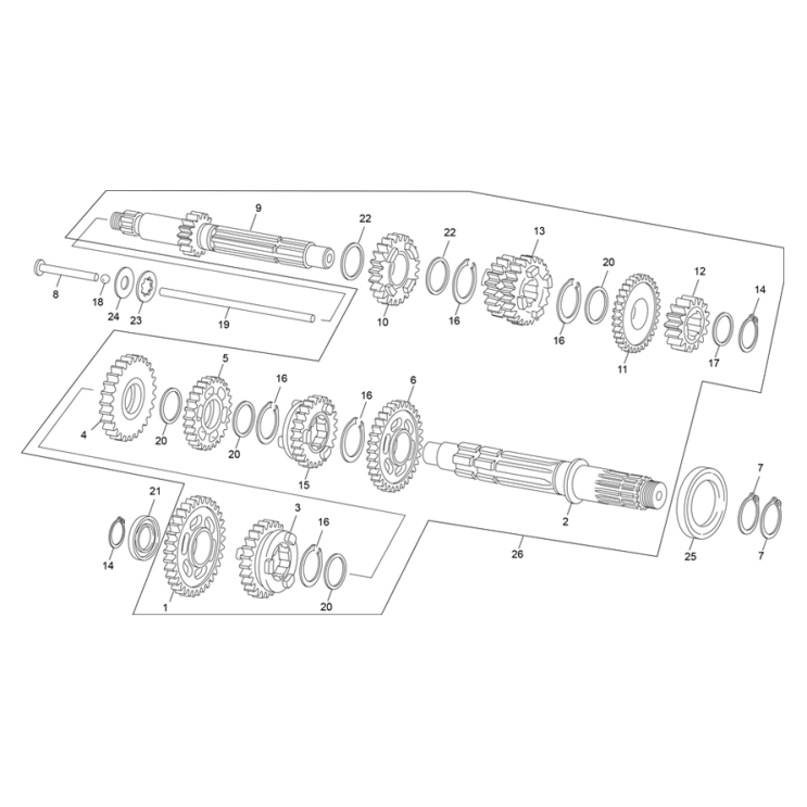 VUE ECLATEE BOITE DE VITESSE SHERCO 50 SM SILVER R 2024