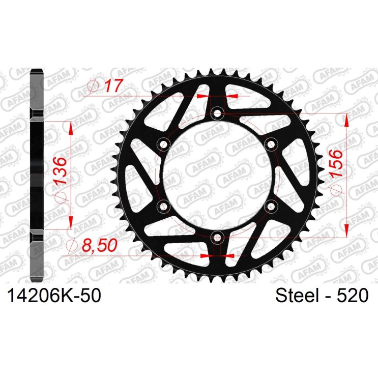 Couronne AFAM Anti Boue pour Sherco Enduro 2T/4T 2012 à 2025 - 50 Dents 