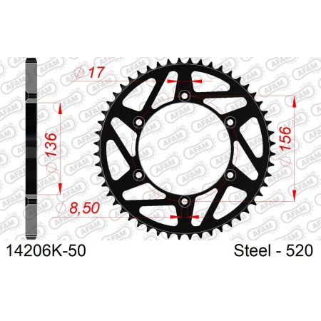 Couronne AFAM Anti Boue pour Sherco Enduro 2T/4T 2012 à 2025 - 50 Dents 