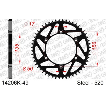 Couronne AFAM pour Sherco Enduro 2T/4T 2012 à 2025 - 49 Dents 