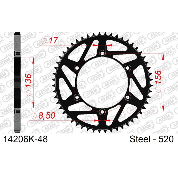 Couronne AFAM pour Sherco Enduro 2T/4T 2012 à 2025 - 48 Dents Couronne AFAM pour Sherco Enduro 2T/4T 2012 à 2025 - 48 Dents
