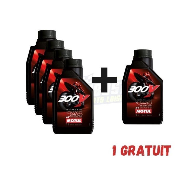 Pack 4+1 gratuit MOTUL 300V 4T FACTORY 10W40 1L