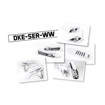 KIT PLASTIQUE ET AUTOCOLLANTS S3 BLANC COMPLET POUR SHERCO 2T ET 4T 2014 A 2025 
