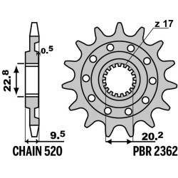 Pignon 14 D pour SHERCO 125 2T 2012/2027 & 250-300 4T 2012/2020 