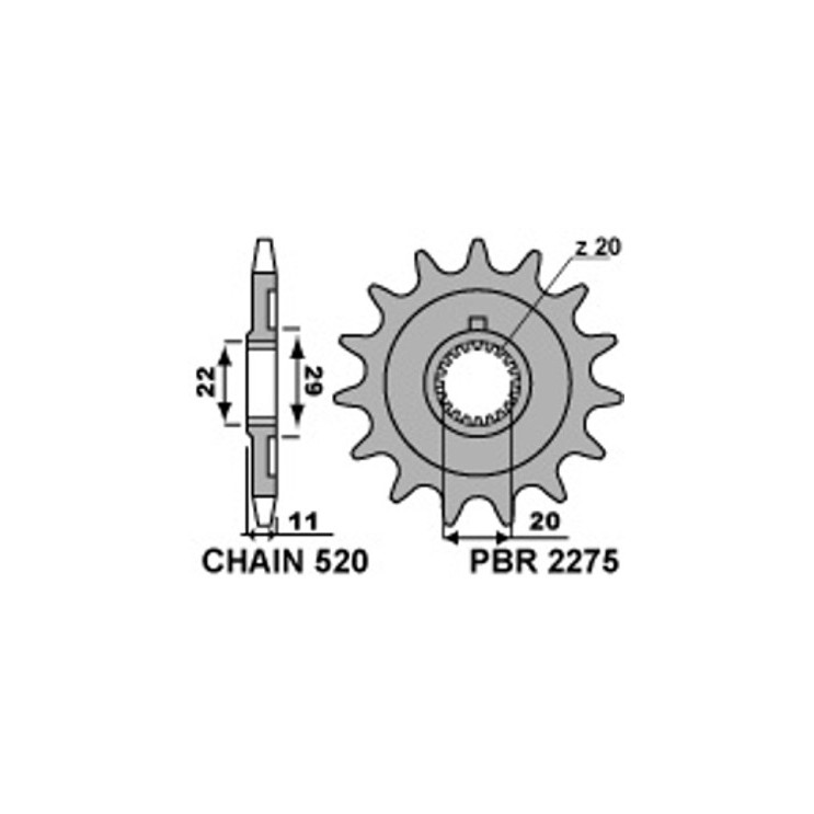 Pignon de sortie de boîte PBR 13 Dents pour Sherco 250/300 2 Temps