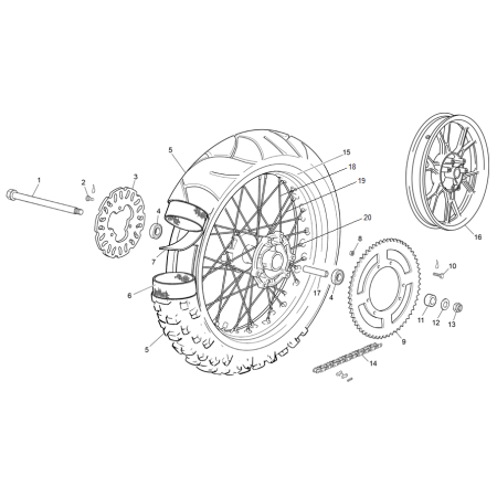 Roue arrière SHERCO 50  2021 SILVER RS